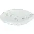 Circular Flush Ceiling Light with Crystal Buttons - White, Glass