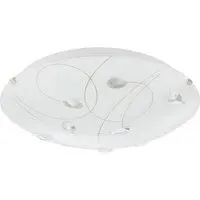 Circular Flush Ceiling Light with Crystal Drops - White, Glass