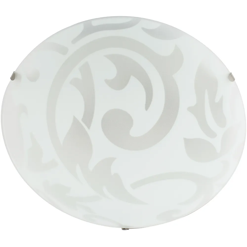 Circular Flush Ceiling Light with Floral Design - White
