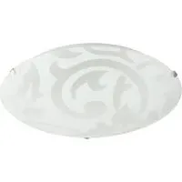 Circular Flush Ceiling Light with Floral Design - White