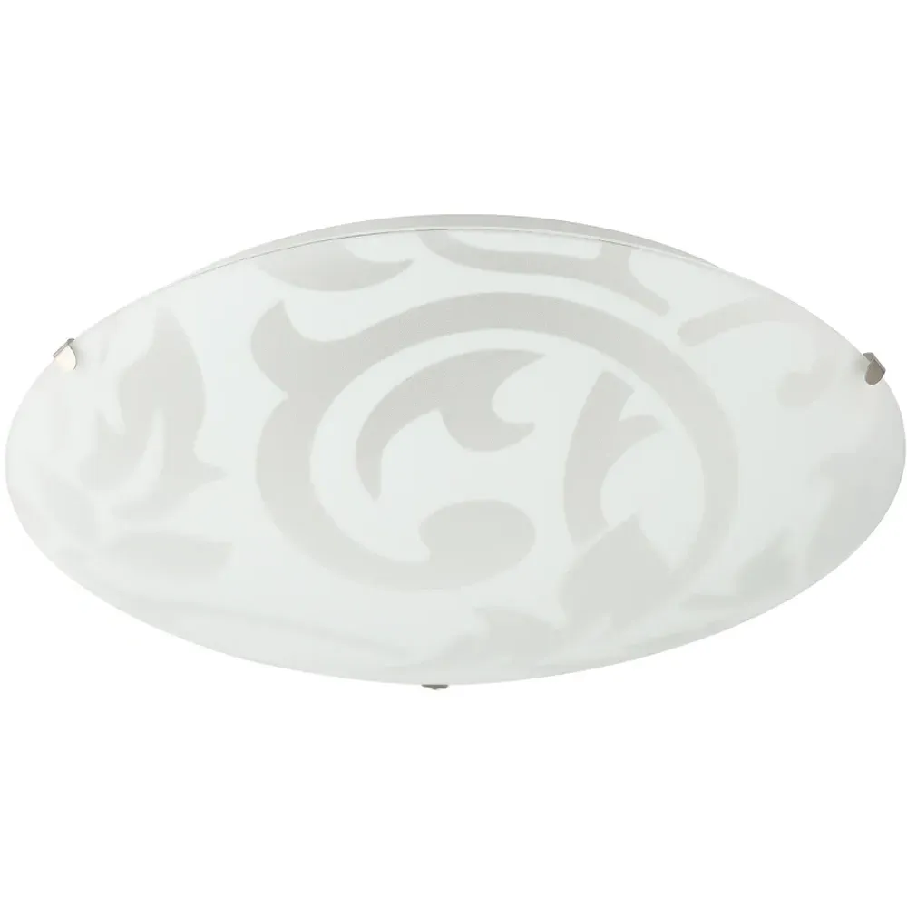 Circular Flush Ceiling Light with Floral Design - White image