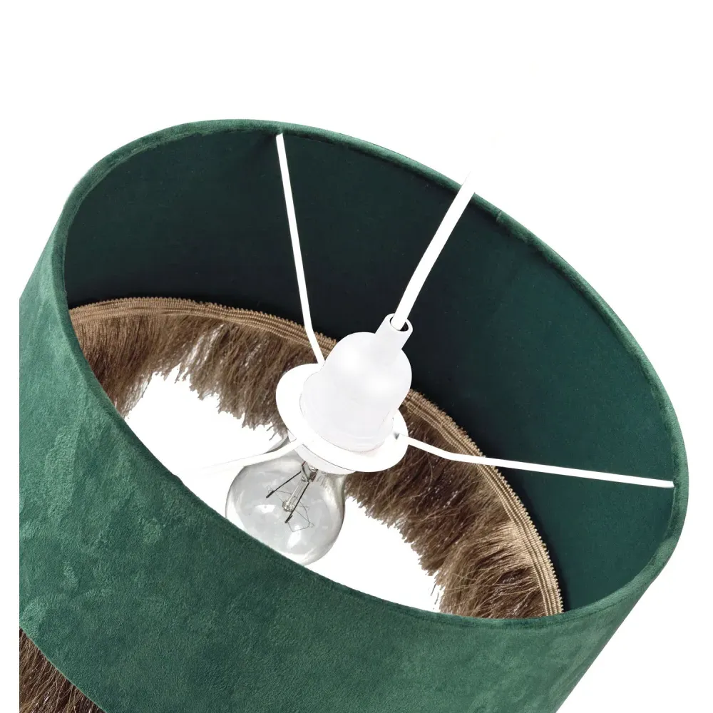Circular Pendant Shade with Tassels - Forest Green, Velvet