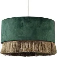 Circular Pendant Shade with Tassels - Forest Green, Velvet