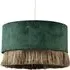Circular Pendant Shade with Tassels - Forest Green, Velvet