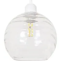 Circular Ribbed Glass Pendant Shade - Clear