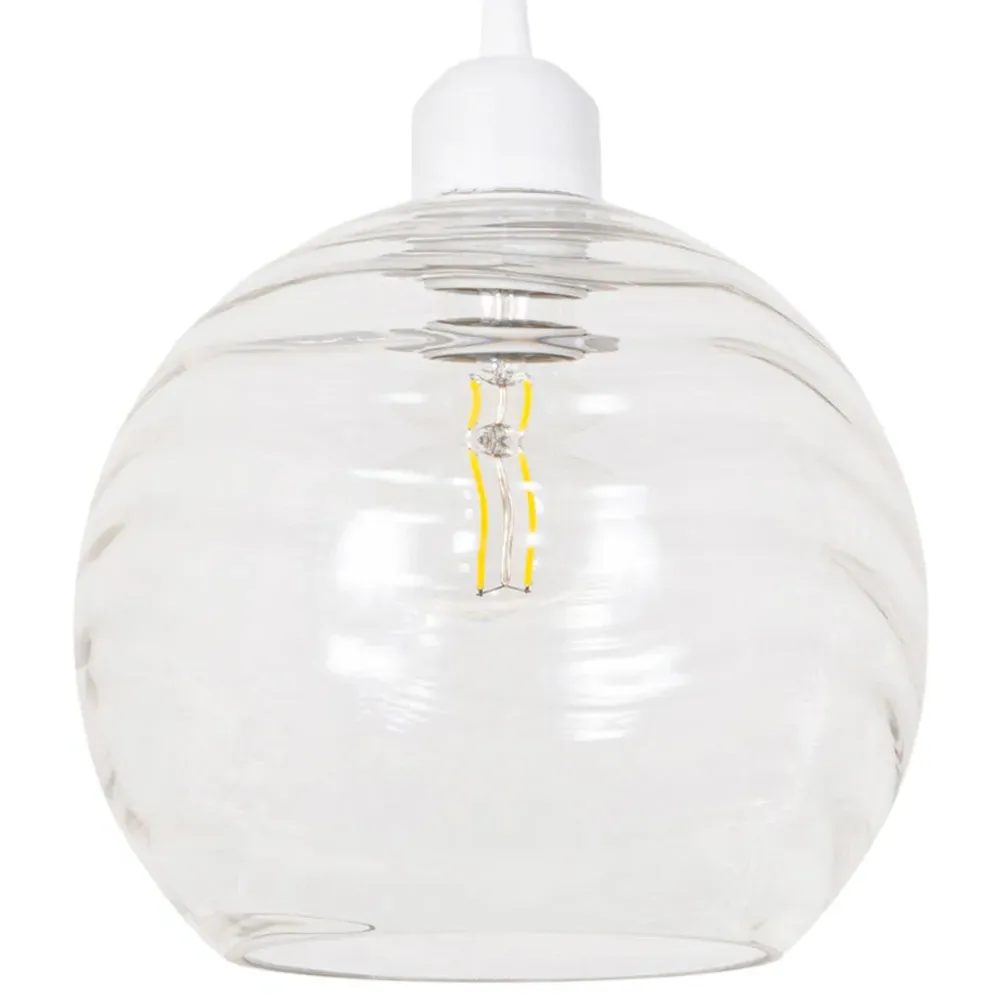 Circular Ribbed Glass Pendant Shade - Clear image