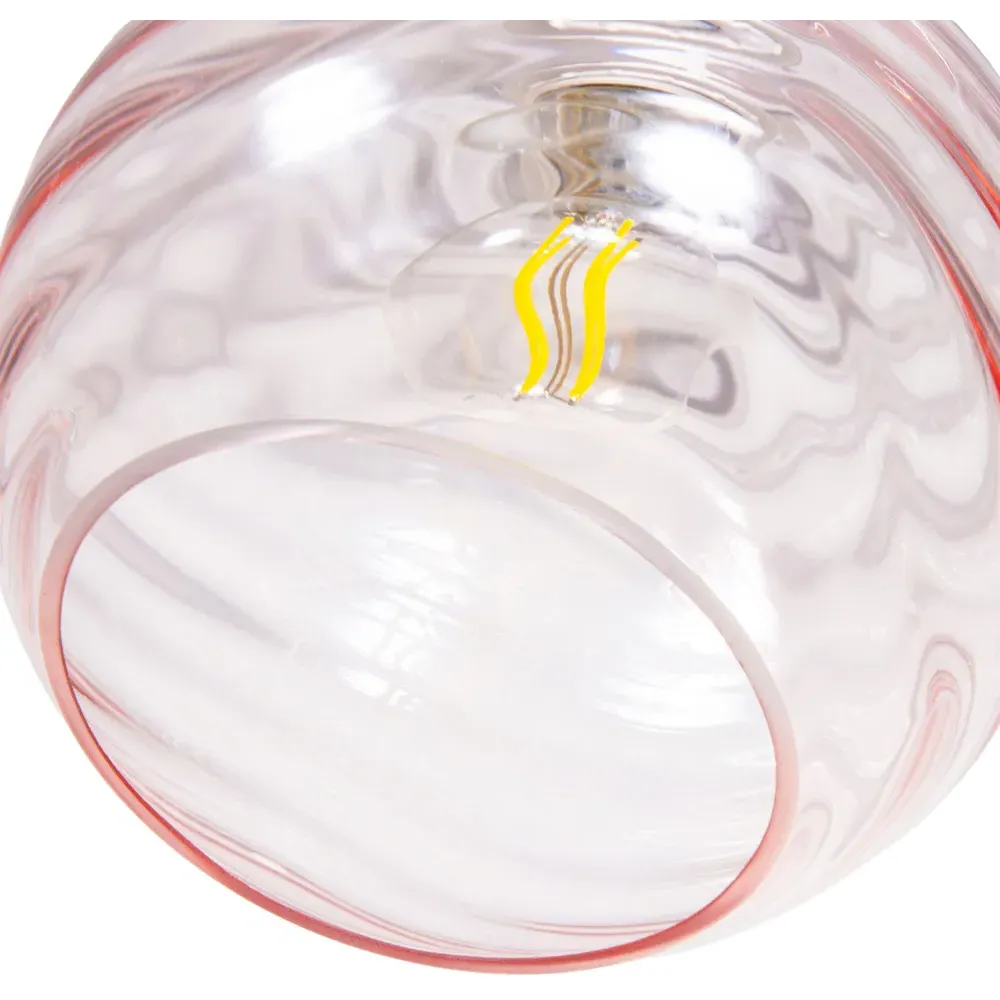 Circular Ribbed Glass Pendant Shade - Pink
