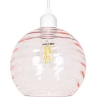 Circular Ribbed Glass Pendant Shade - Pink