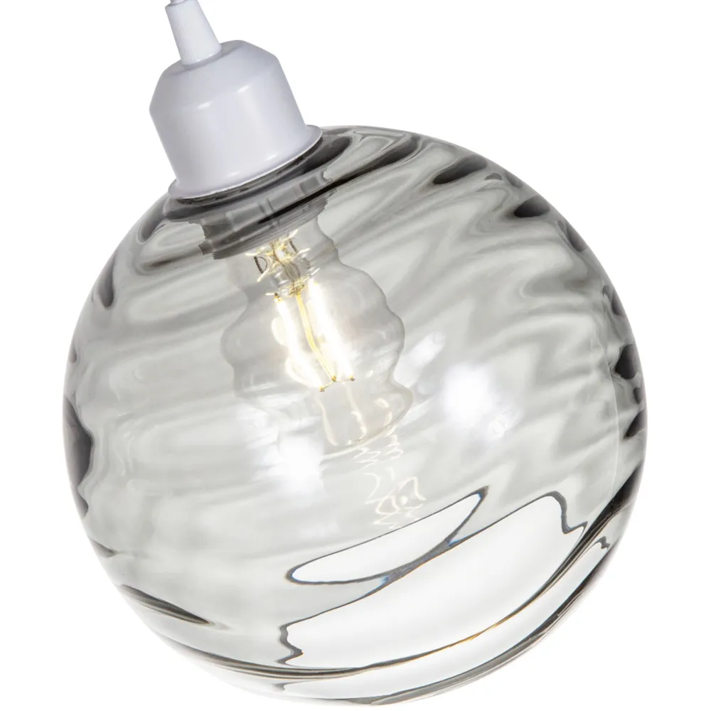 Circular Ribbed Glass Pendant Shade - Smoked Grey