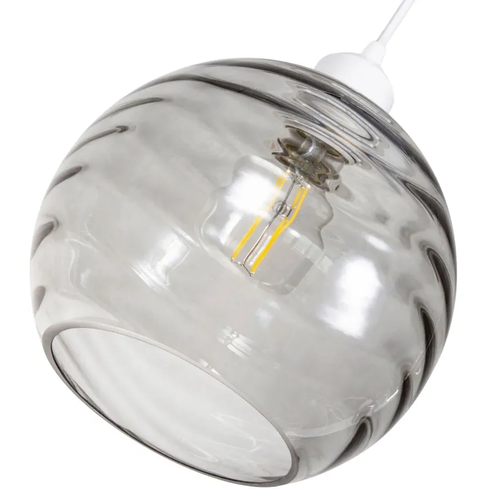Circular Ribbed Glass Pendant Shade - Smoked Grey