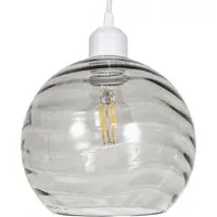 Circular Ribbed Glass Pendant Shade - Smoked Grey