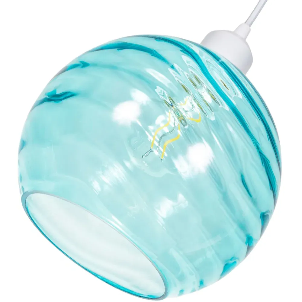 Circular Ribbed Glass Pendant Shade - Teal