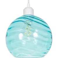 Circular Ribbed Glass Pendant Shade - Teal