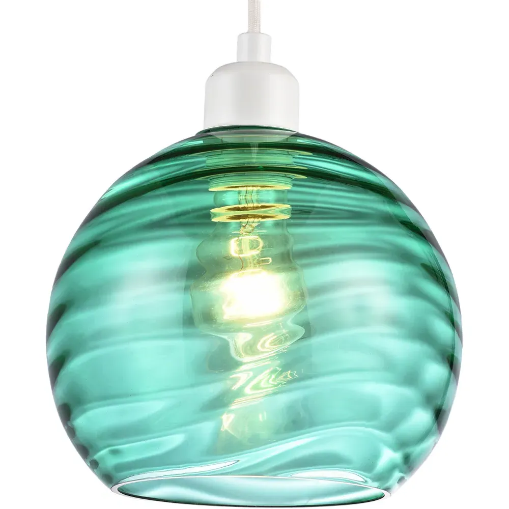 Circular Ribbed Pendant Shade - Emerald Green, Glass