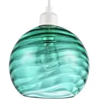 Circular Ribbed Pendant Shade - Emerald Green, Glass