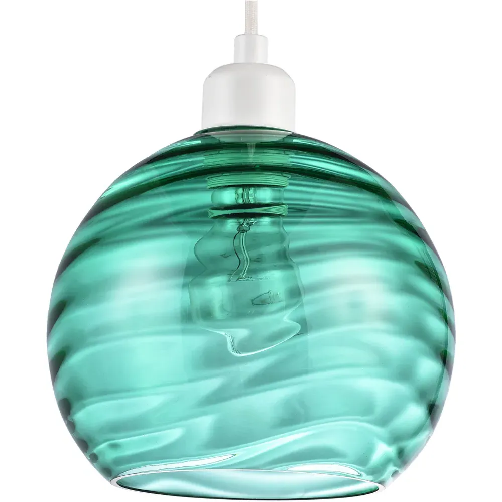 Circular Ribbed Pendant Shade - Emerald Green, Glass image