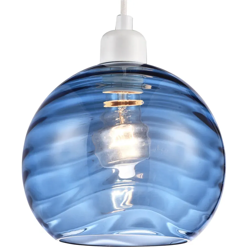 Circular Ribbed Pendant Shade - Midnight Blue, Glass