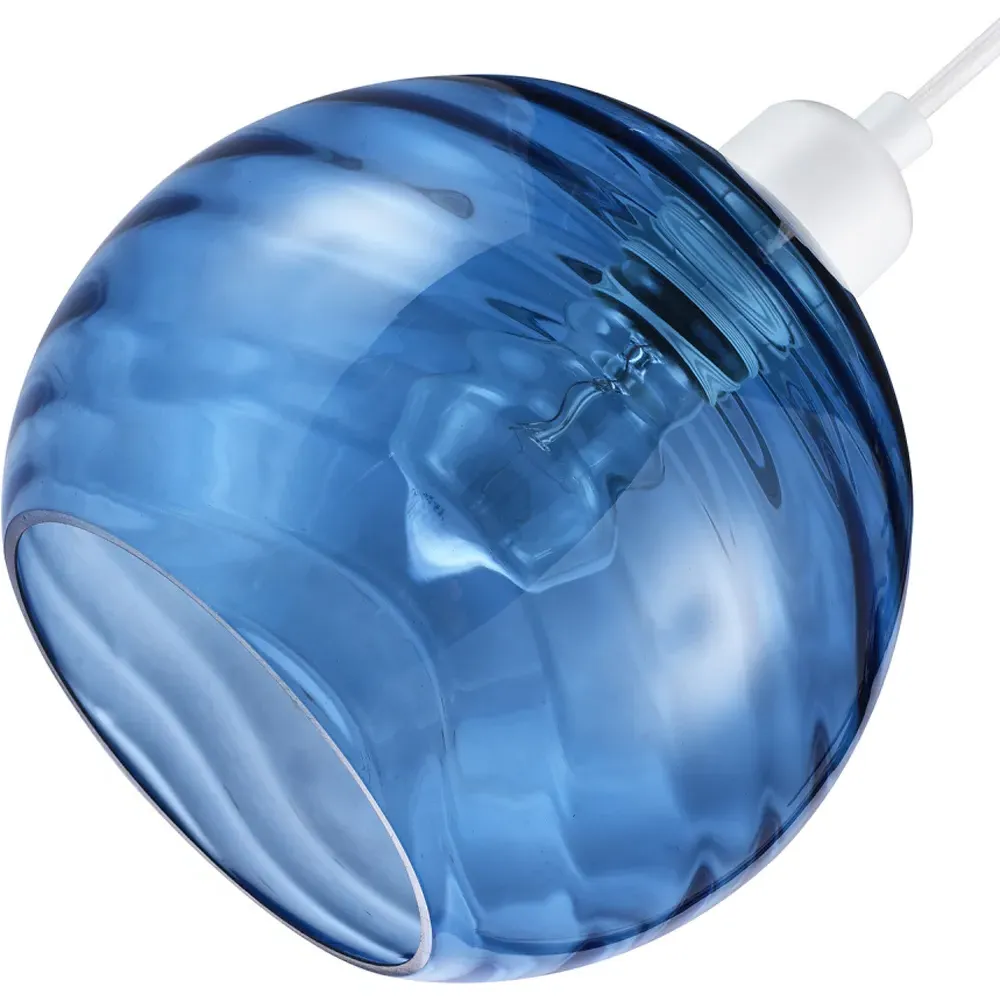 Circular Ribbed Pendant Shade - Midnight Blue, Glass