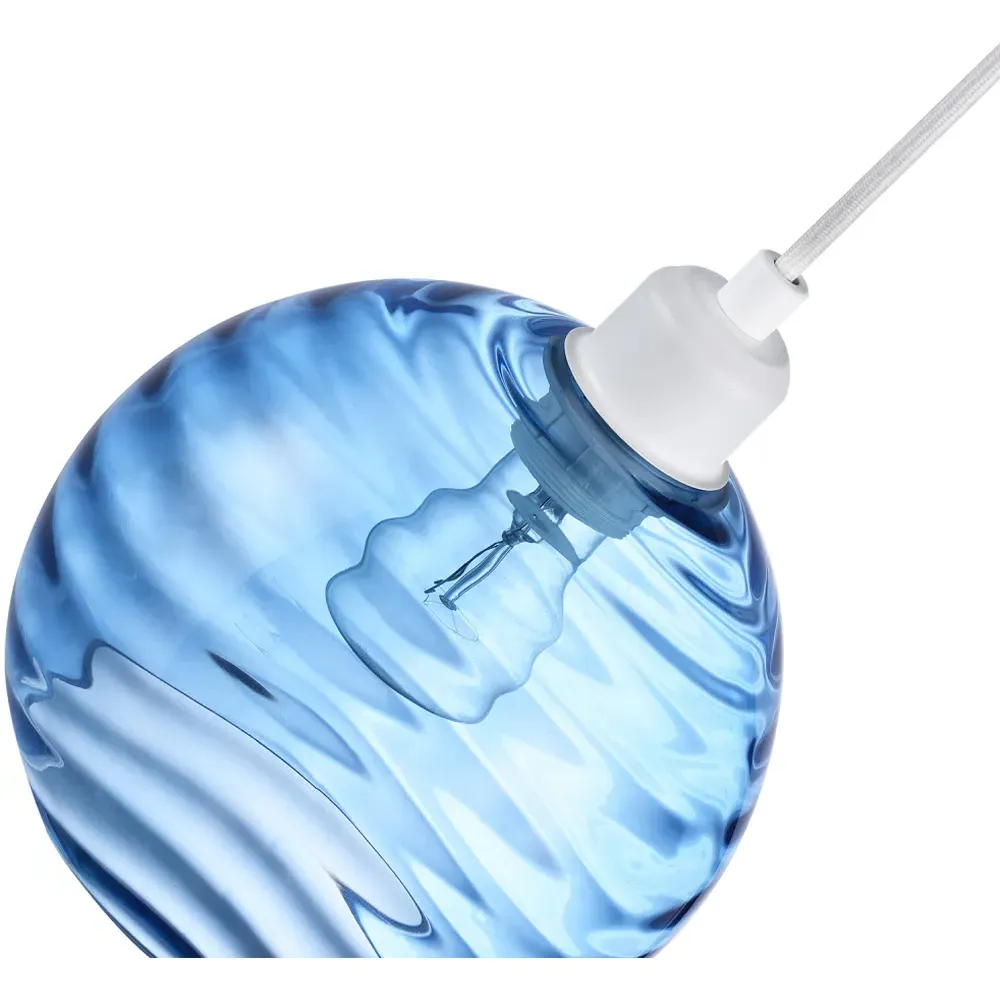 Circular Ribbed Pendant Shade - Midnight Blue, Glass