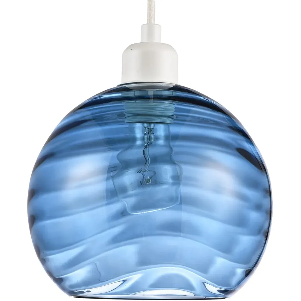Circular Ribbed Pendant Shade - Midnight Blue, Glass