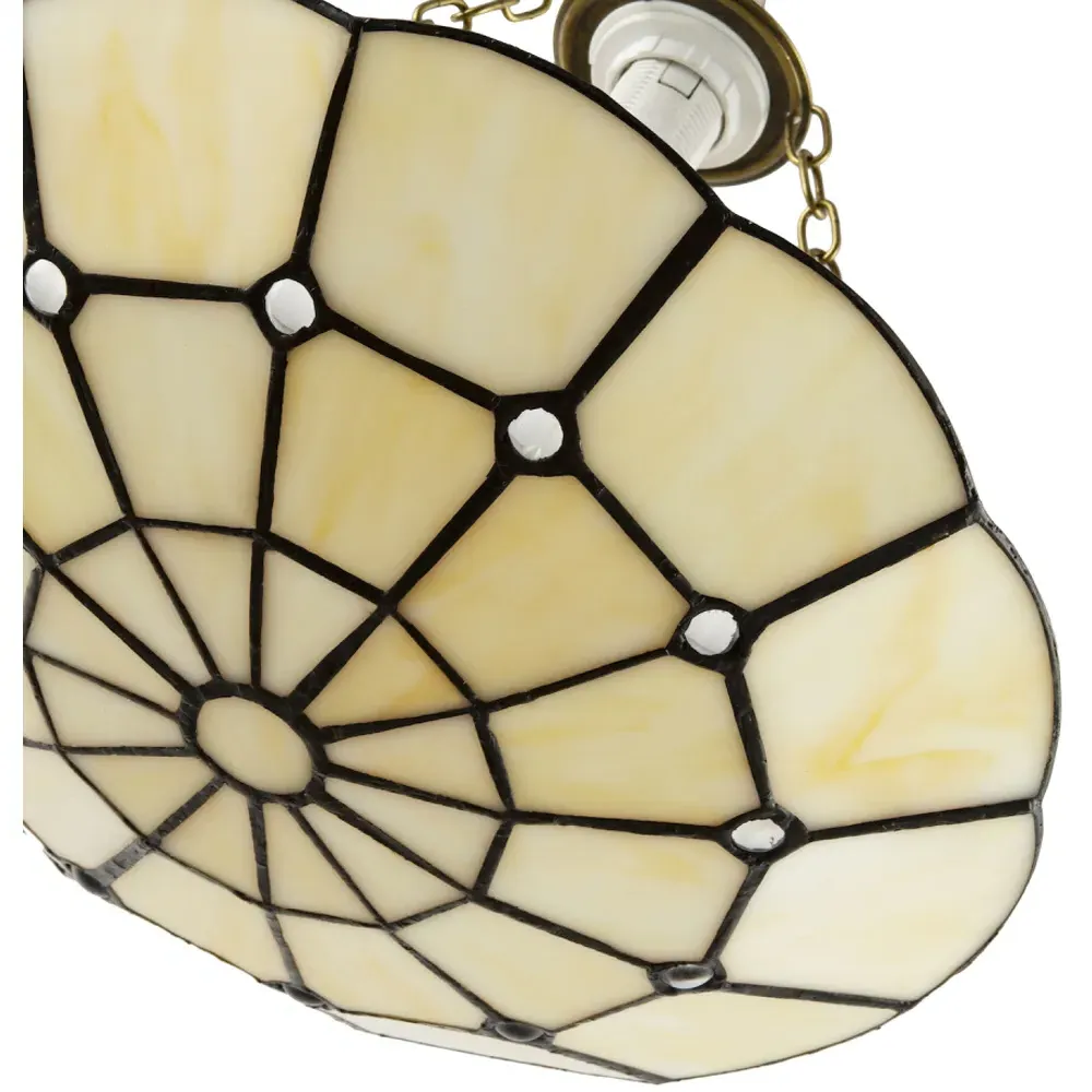 Circular Tiffany Stained Glass Pendant Shade - Cream, Glass
