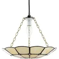 Circular Tiffany Stained Glass Pendant Shade - Cream, Glass