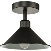 Cone Shaped Semi Flush Ceiling Light - Black