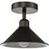 Cone Shaped Semi Flush Ceiling Light - Black
