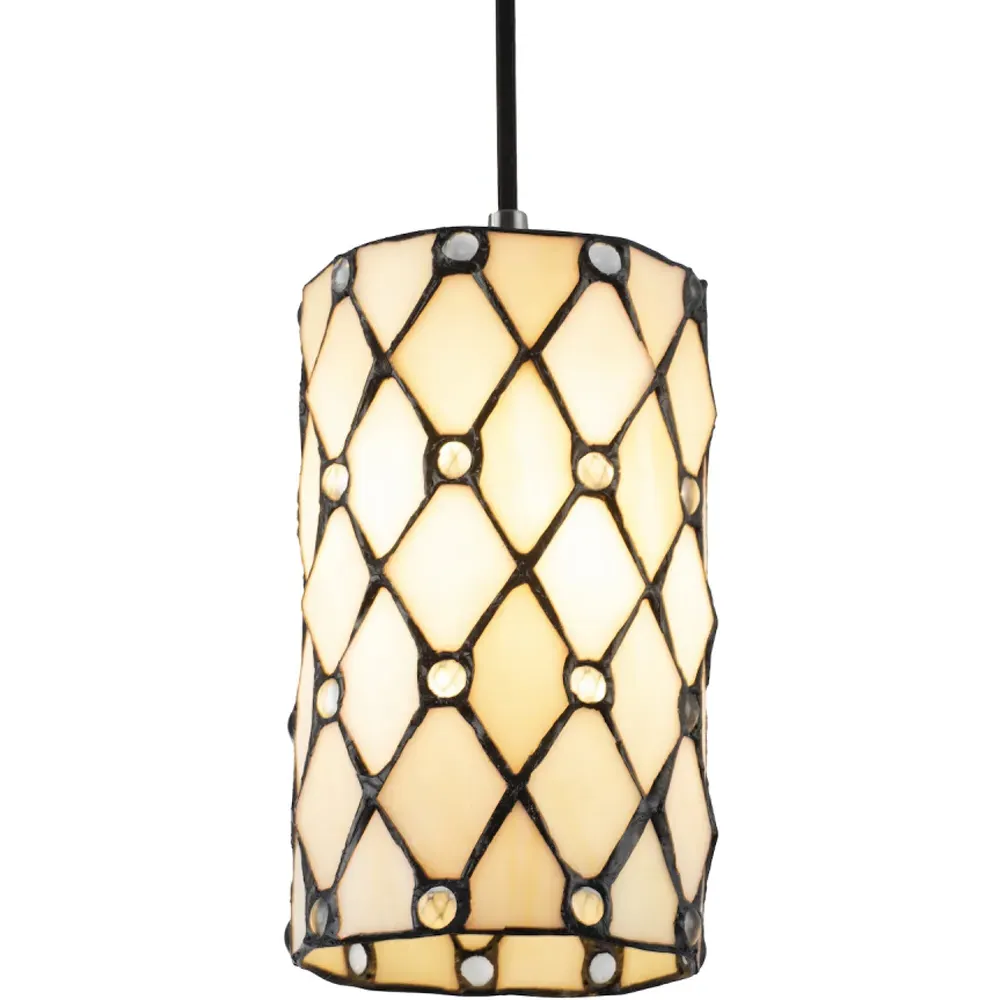 Cream Amber Tiffany Glass Pendant Lamp Shade - Yellow