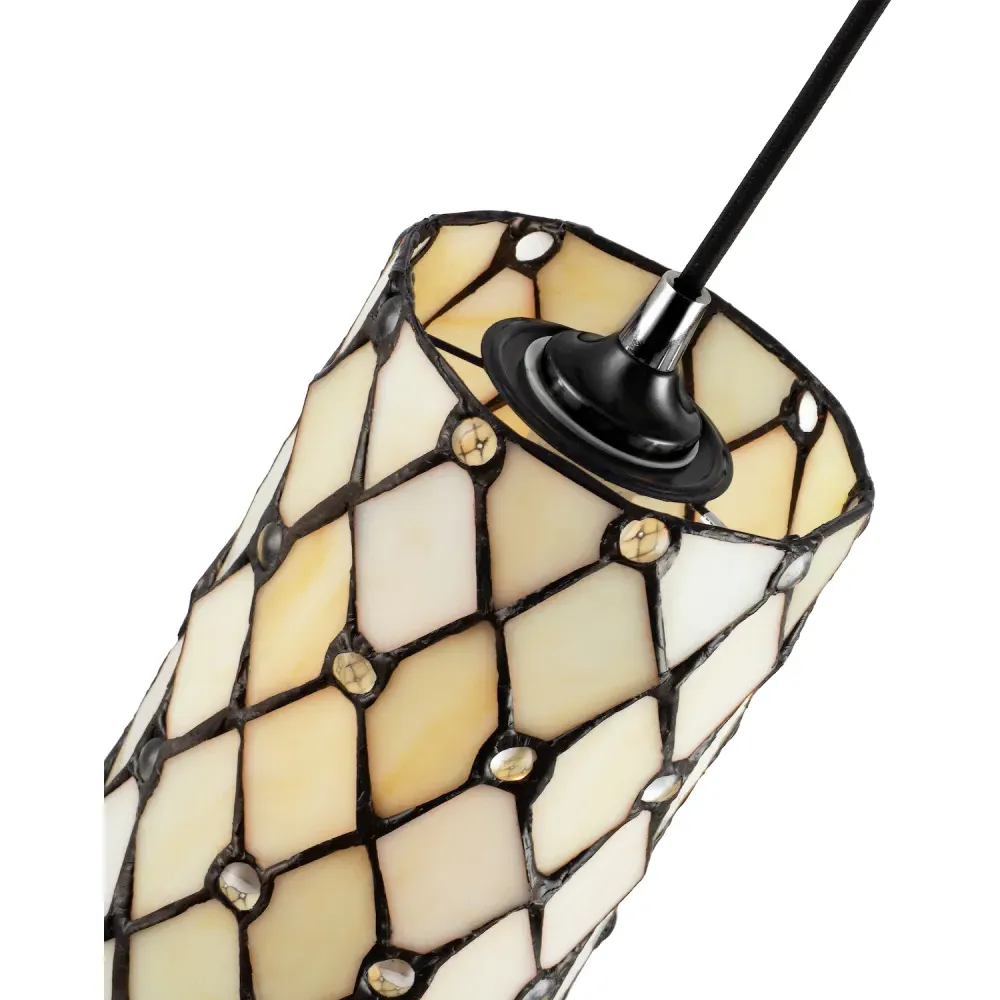 Cream Amber Tiffany Glass Pendant Lamp Shade - Yellow