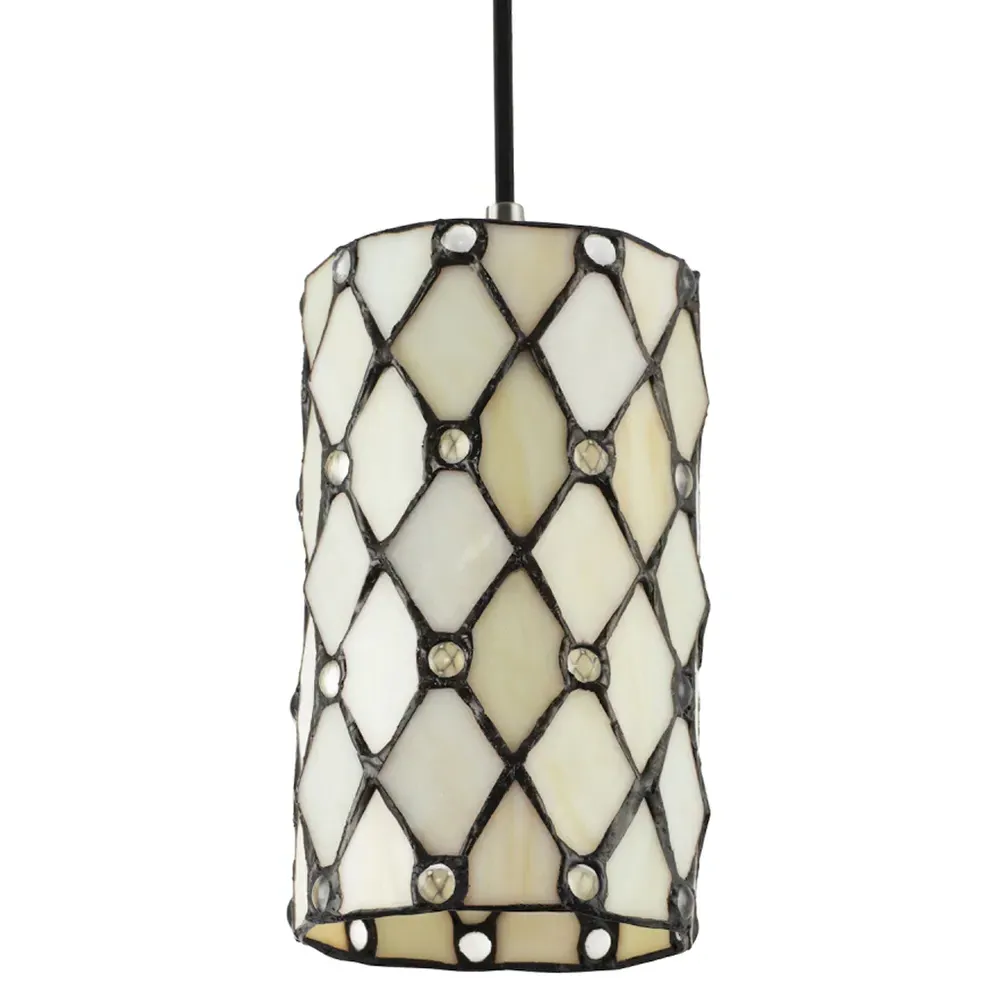 Cream Amber Tiffany Glass Pendant Lamp Shade - Yellow image
