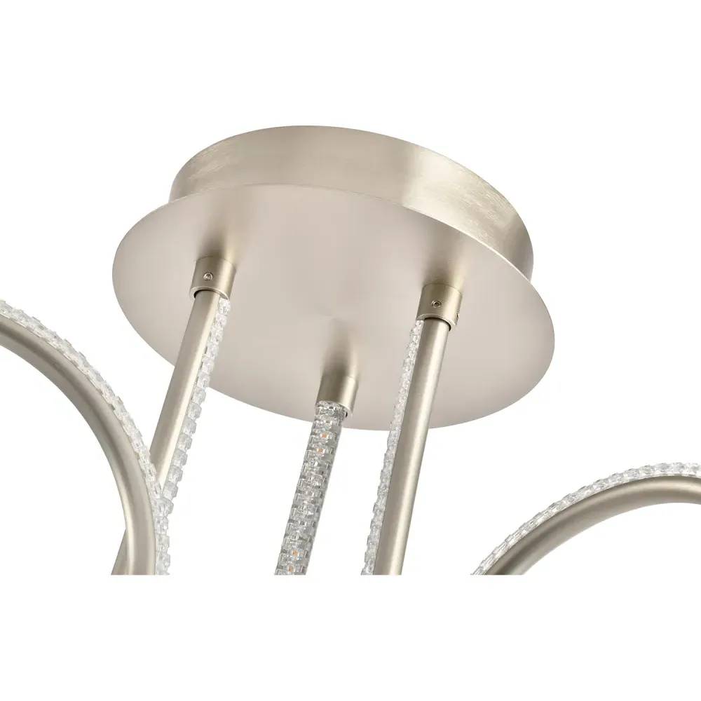 Curling Ring LED Ceiling Light with Crystal Effect - Silver