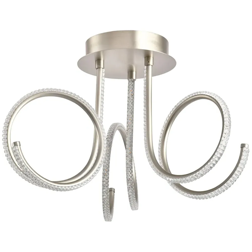 Curling Ring LED Ceiling Light with Crystal Effect - Silver