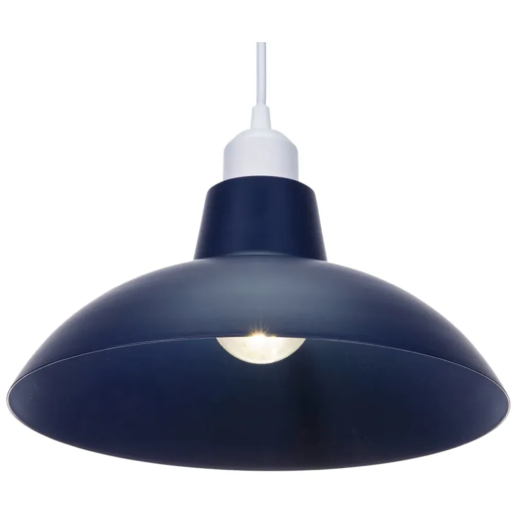 Curved Metal Pendant Shade - Blue