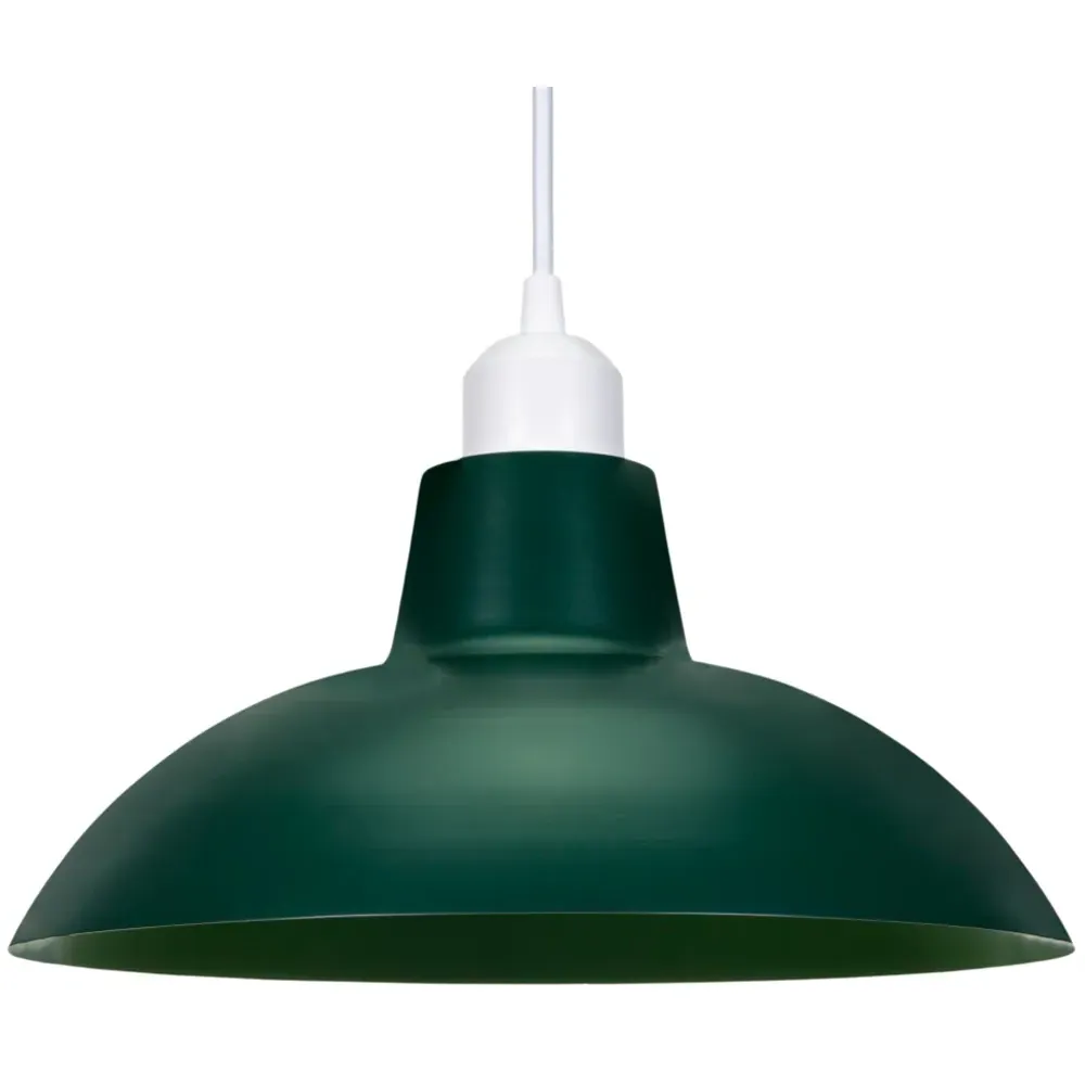 Curved Metal Pendant Shade - Forest Green