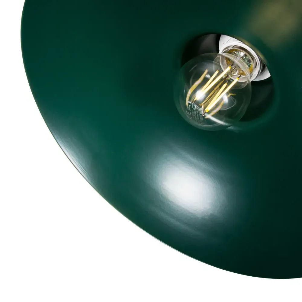 Curved Metal Pendant Shade - Forest Green
