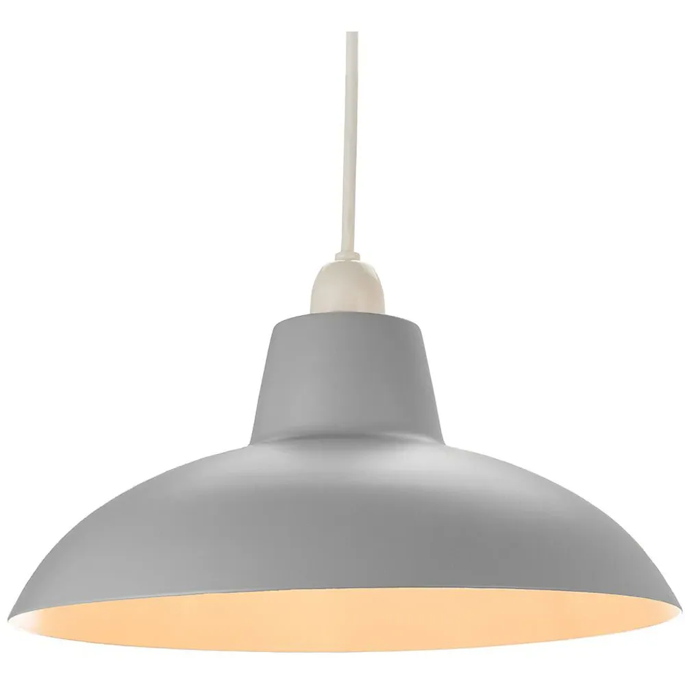 Curved Metal Pendant Shade - Grey