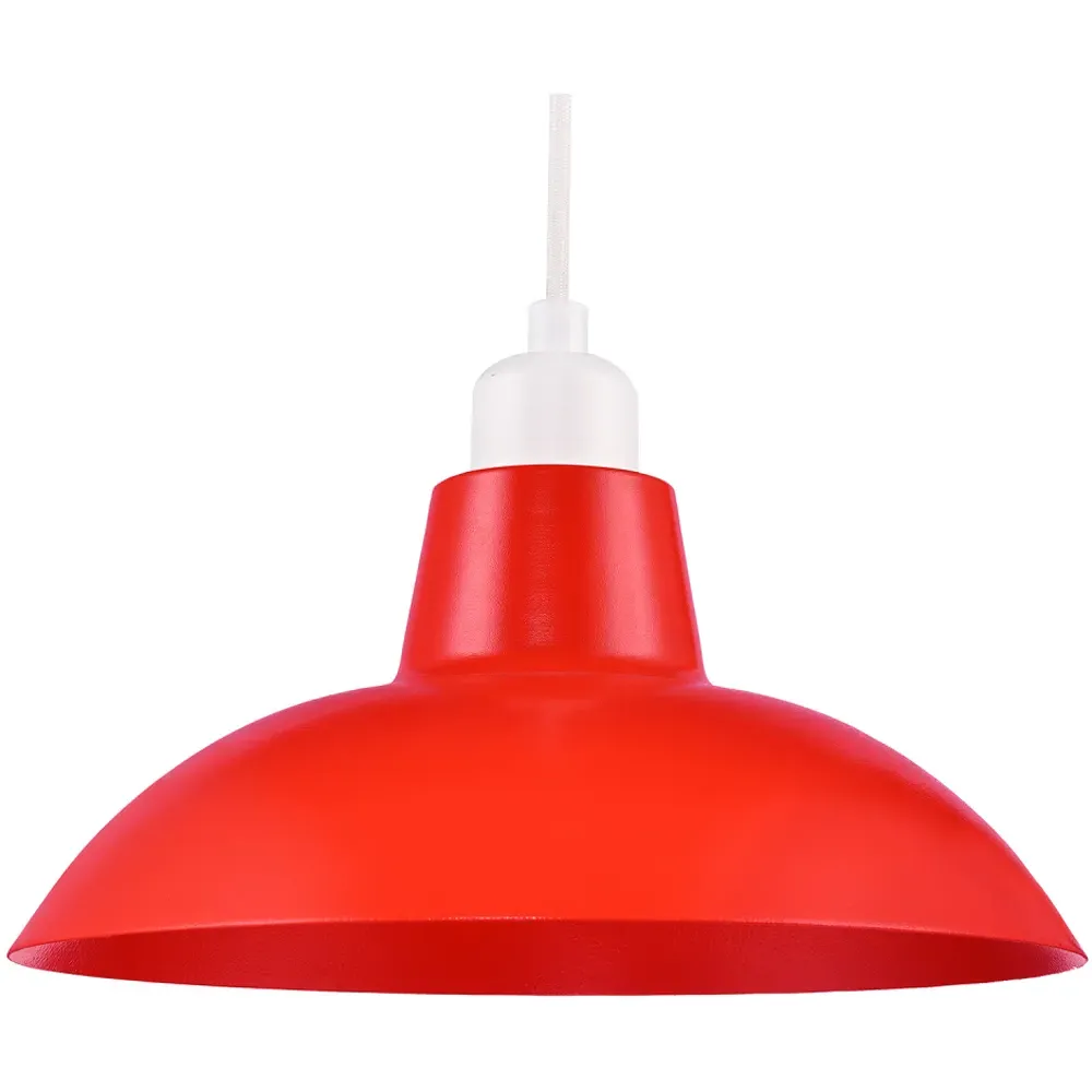 Curved Metal Pendant Shade - Red