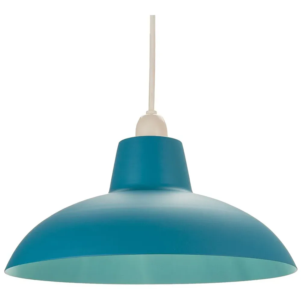 Curved Metal Pendant Shade - Teal