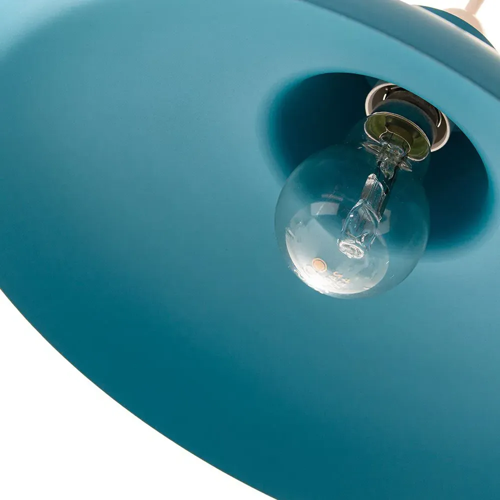 Curved Metal Pendant Shade - Teal