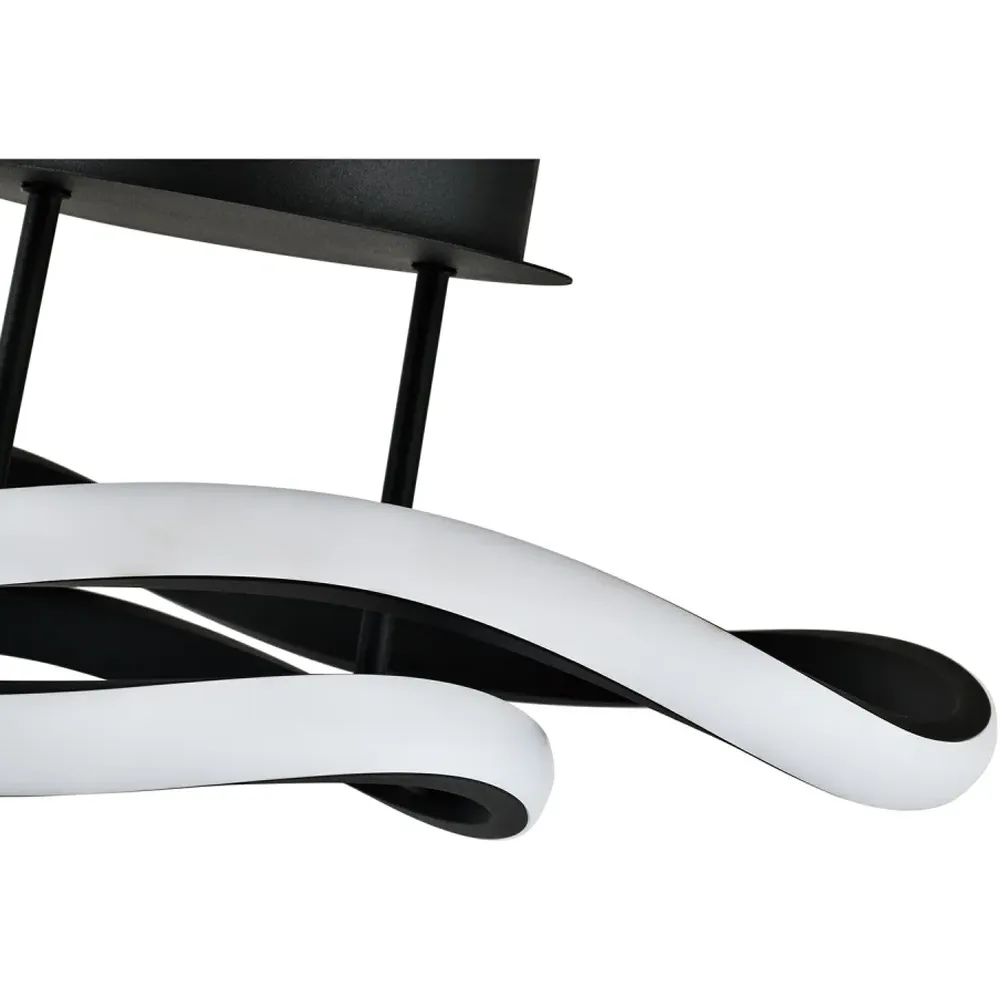 Curving Oval LED Ceiling Light - Black, Metal