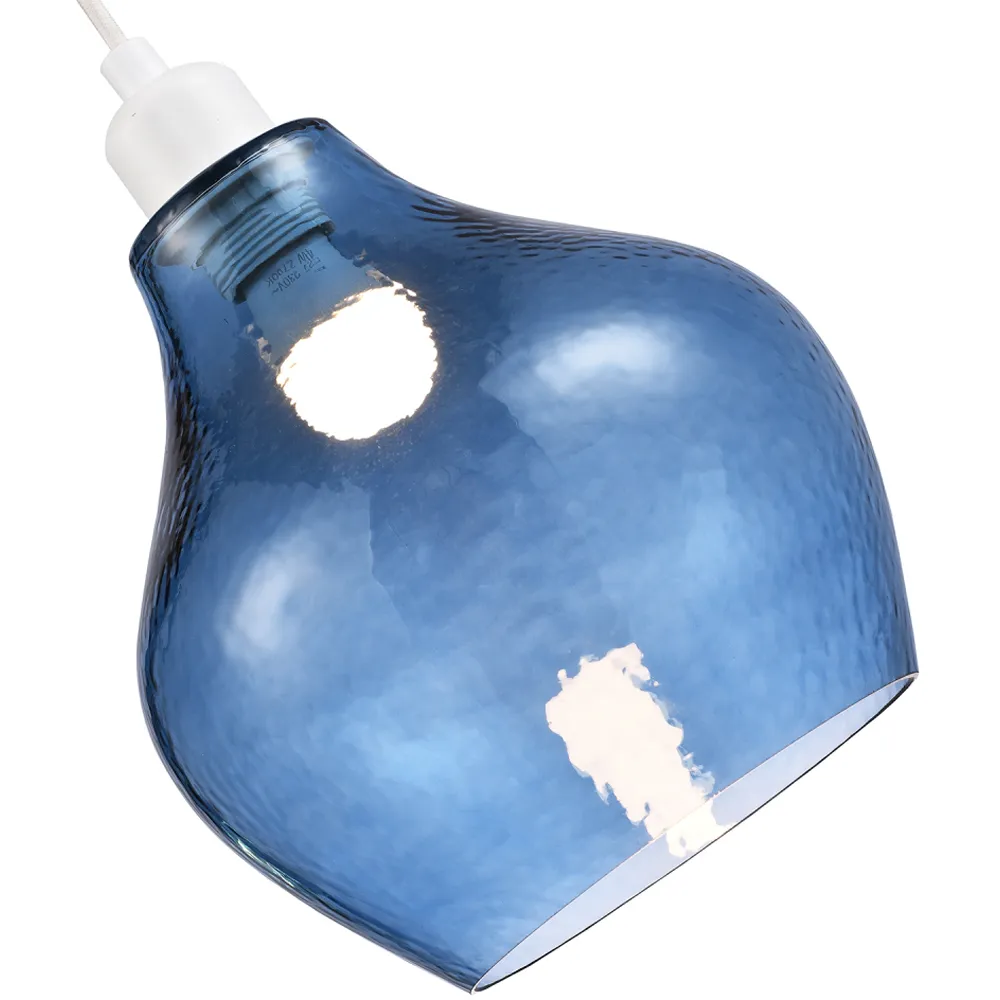 Curvy Dimpled Glass Pendant Shade - Navy Blue