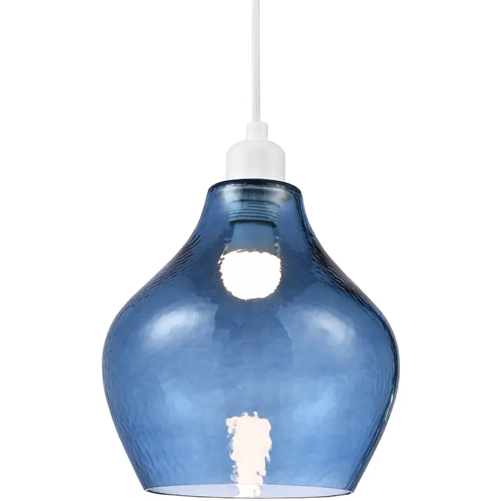 Curvy Dimpled Glass Pendant Shade - Navy Blue
