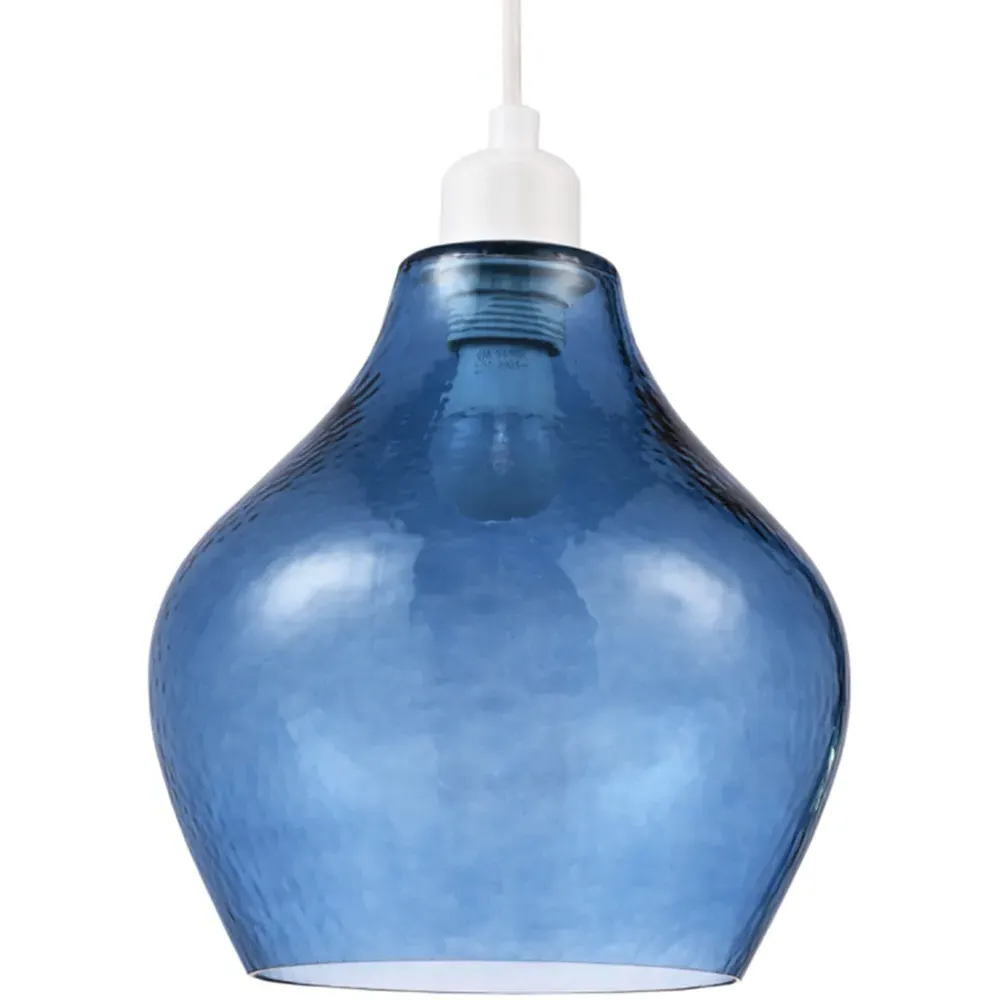 Curvy Dimpled Glass Pendant Shade - Navy Blue