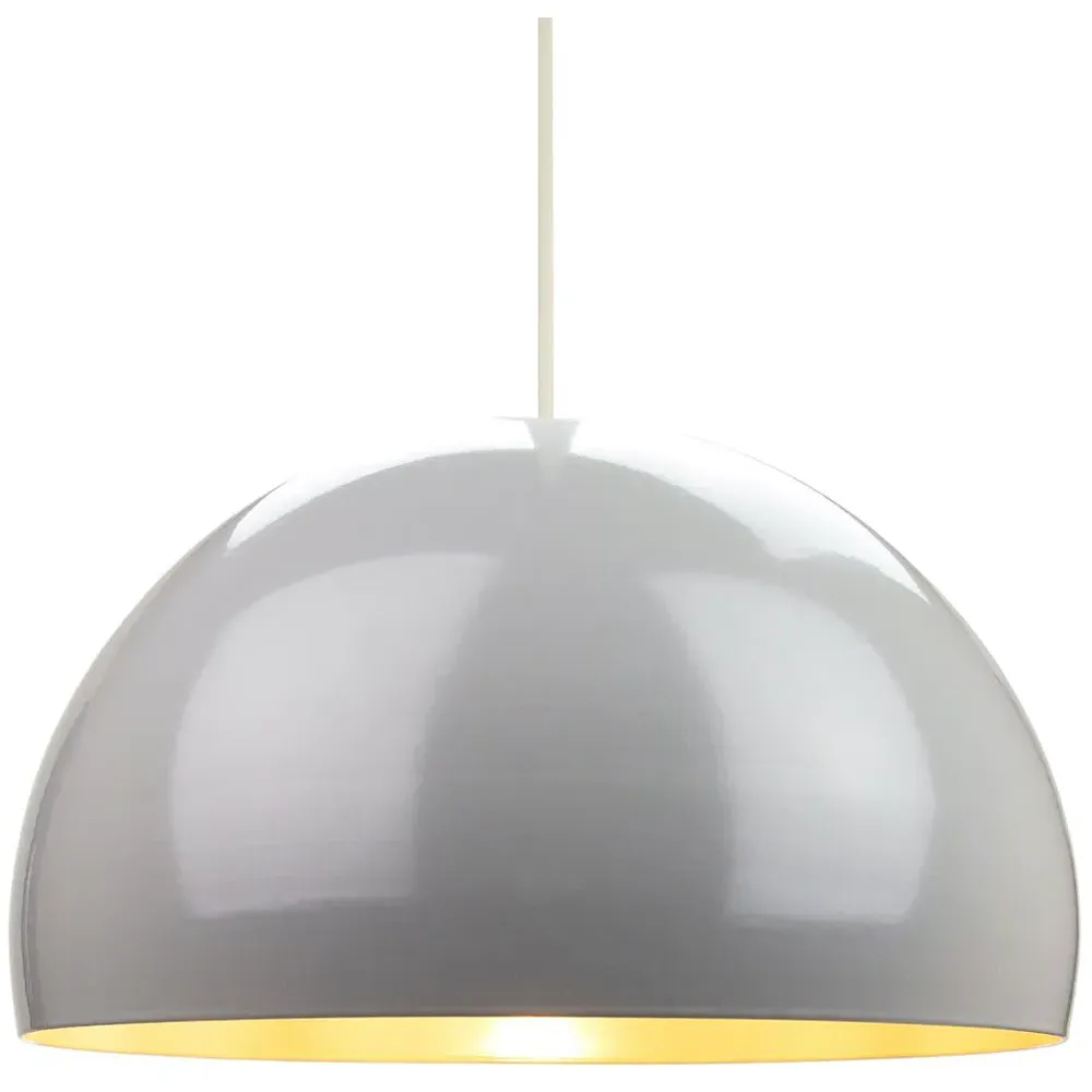 Domed Pendant Light Shade - Grey, Metal