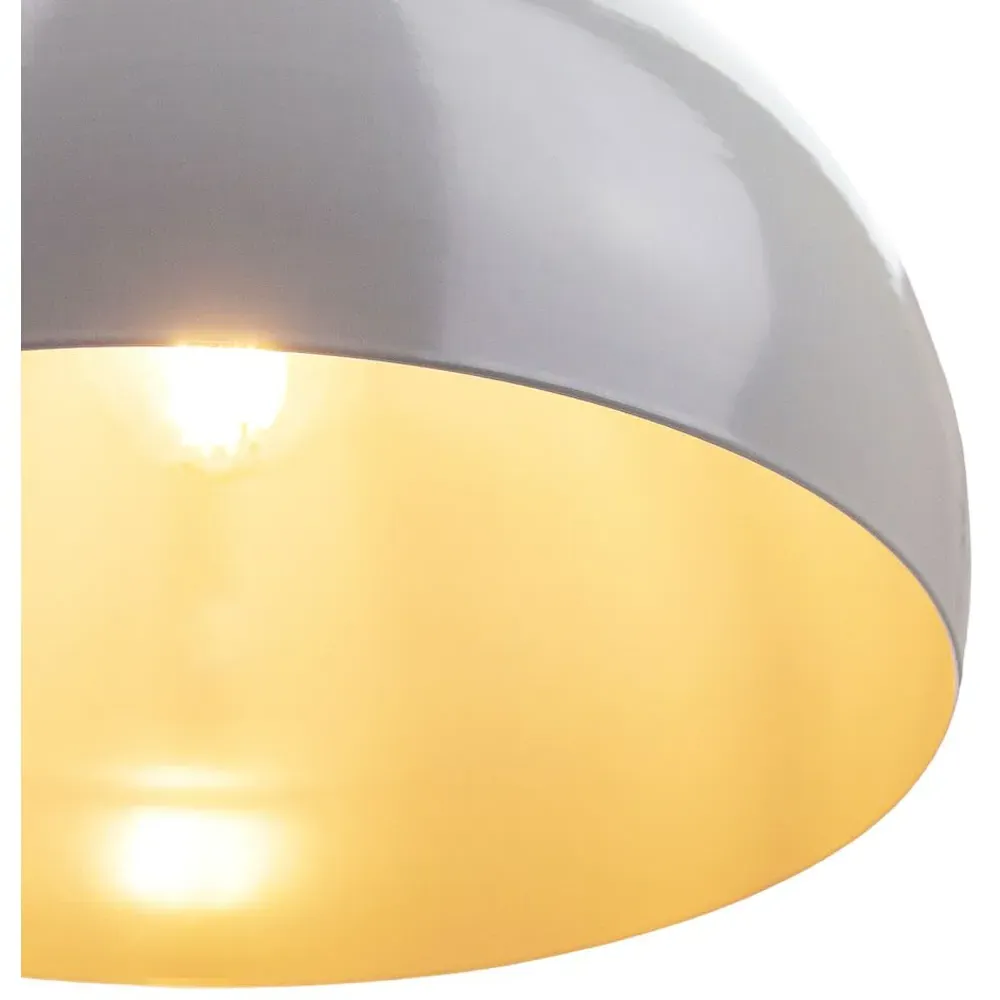 Domed Pendant Light Shade - Grey, Metal