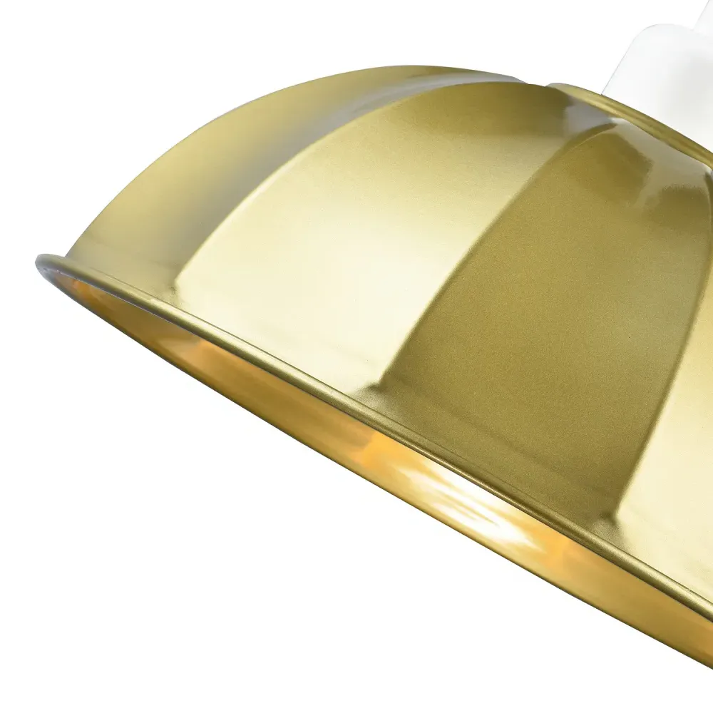 Domed Pendant Shade with Ridged Trim - Satin Gold, Metal