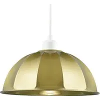 Domed Pendant Shade with Ridged Trim - Satin Gold, Metal