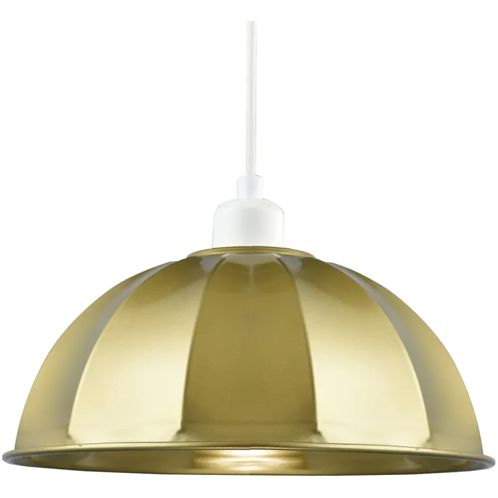 Domed Pendant Shade with Ridged Trim - Satin Gold, Metal