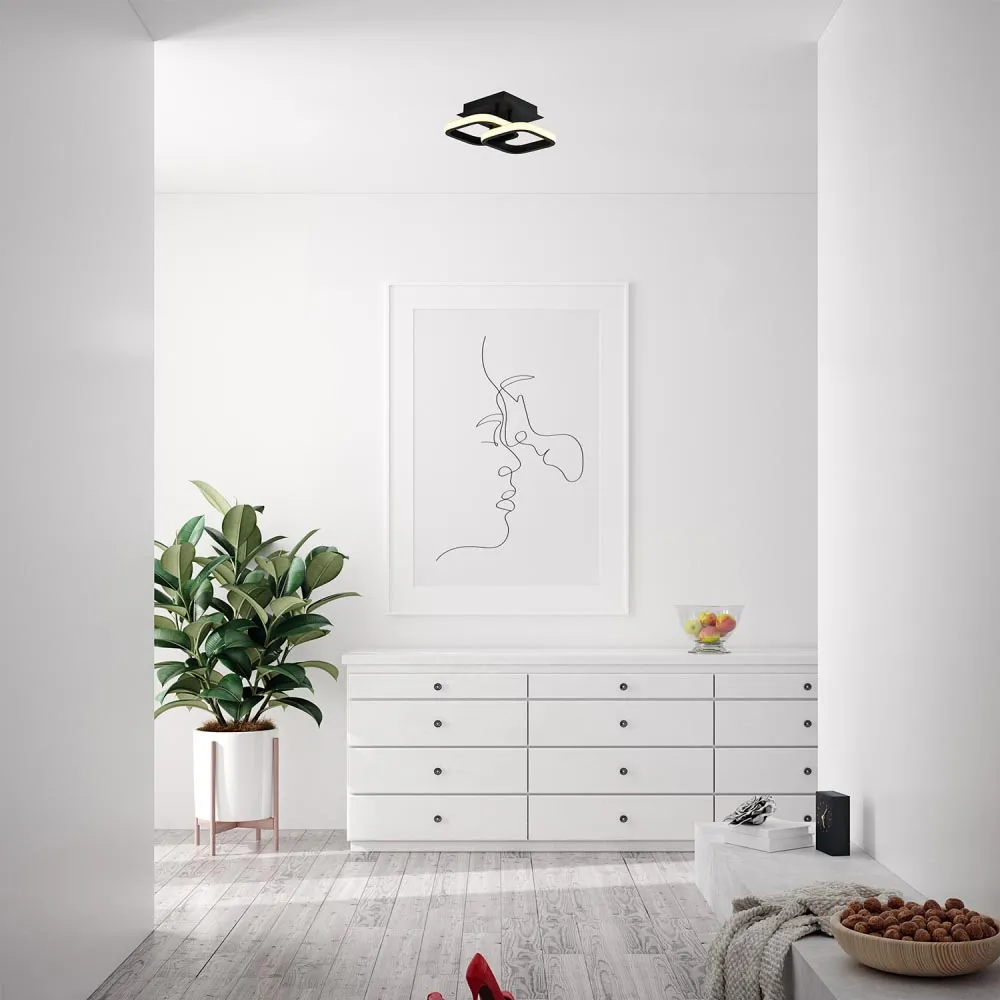 Double Head Matt Black LED Ceiling Light - Black